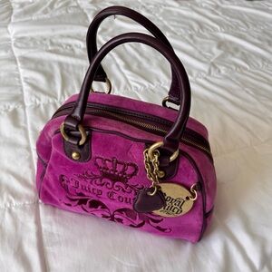 Y2K Juicy Couture Pink Velour Bowler Handbag